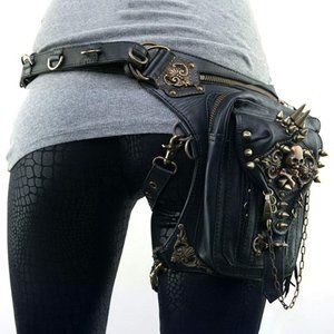 Steampunk Shoulder Bag, Women's Motorcycle Bag PU Leather Steampunk Retr…